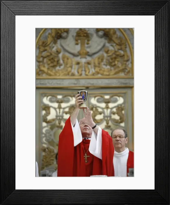 Framed Print : Eucharist celebration in Pontigny Abbey church, Pontigny, Yonne, France, Europe