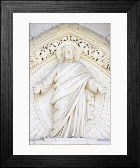 Framed Print : Christ sculpture on church tympanum, Le Moutaret, Isere, France, Europe Framed Print : Christ sculpture on church tympanum, Le Moutaret, Isere, France, Europe