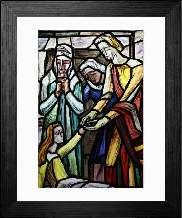 Framed Print : Stained glass of Jaruss daughter resurrected, Vienna, Austria, Europe Framed Print : Stained glass of Jaruss daughter resurrected, Vienna, Austria, Europe
