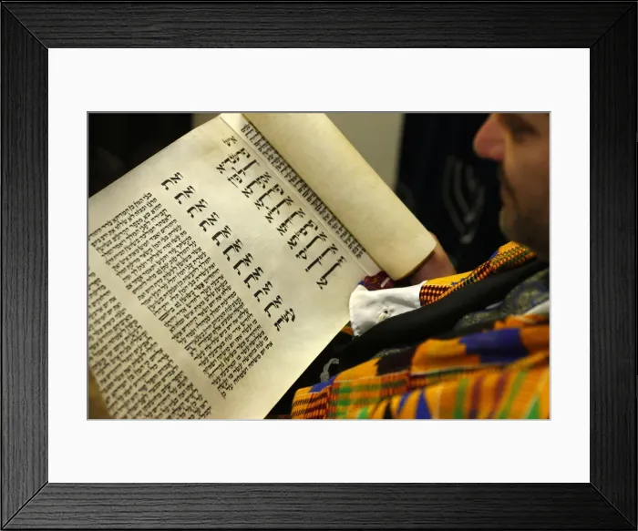 Framed Print : Book of Esther (Meguilah), Purim celebration in a Liberal synagogue, Paris, France
