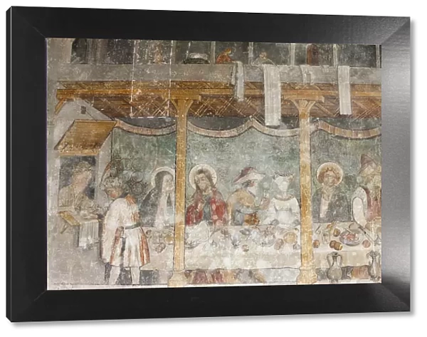 Fresco of the Wedding at Cana, Abondance abbey church, Abondance, Haute Savoie, France