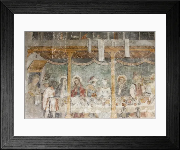 Framed Print : Fresco of the Wedding at Cana, Abondance abbey church, Abondance, Haute Savoie, France Framed Print : Fresco of the Wedding at Cana, Abondance abbey church, Abondance, Haute Savoie, France