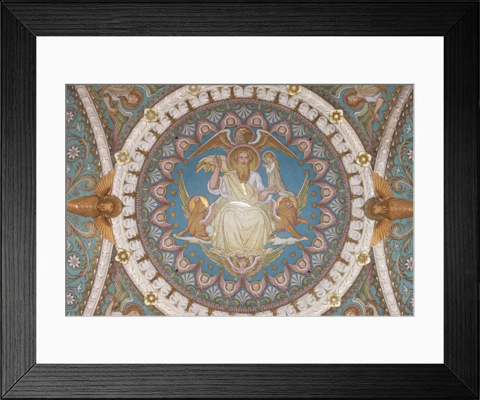 Framed Print : Mosaic of Mary, daughter of God, in Fourviere basilica, Lyon, Rhone, France, Europe