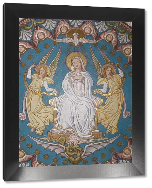 Mosaic of Mary and the Holy Ghost in Fourviere basilica, Lyon, Rhone, France, Europe