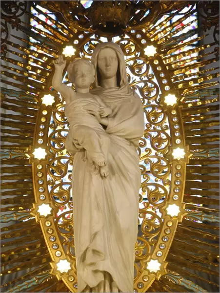 Virgin and Child sculpture in Fourviere Basilica, Lyon, Rhone, France, Europe