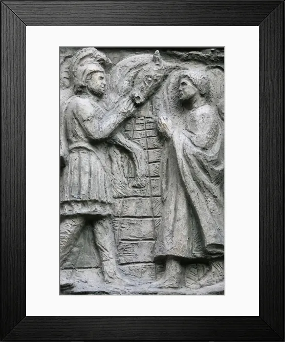Framed Print : Sculpture depicting a Miracle on the Notre Dame door, Saint-Pierre de Montmartre church Framed Print : Sculpture depicting a Miracle on the Notre Dame door, Saint-Pierre de Montmartre church