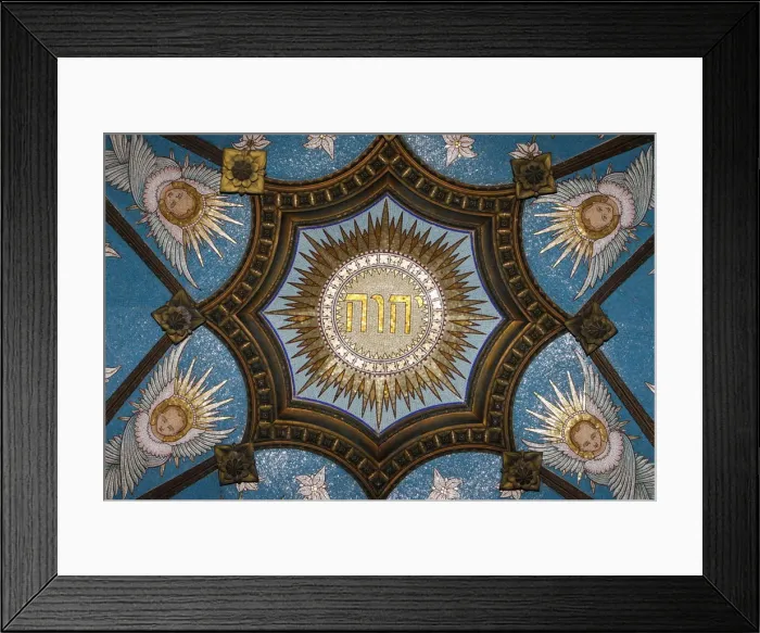 Framed Print : Yahve monogram on the ceiling of Fourviere Basilica, Lyon, Rhone, France, Europe