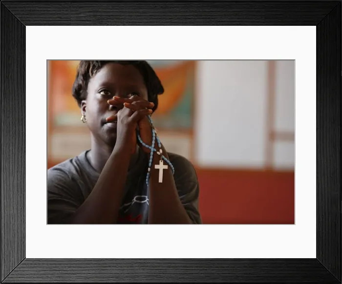 Framed Print : Christian woman praying, Togoville, Togo, West Africa, Africa