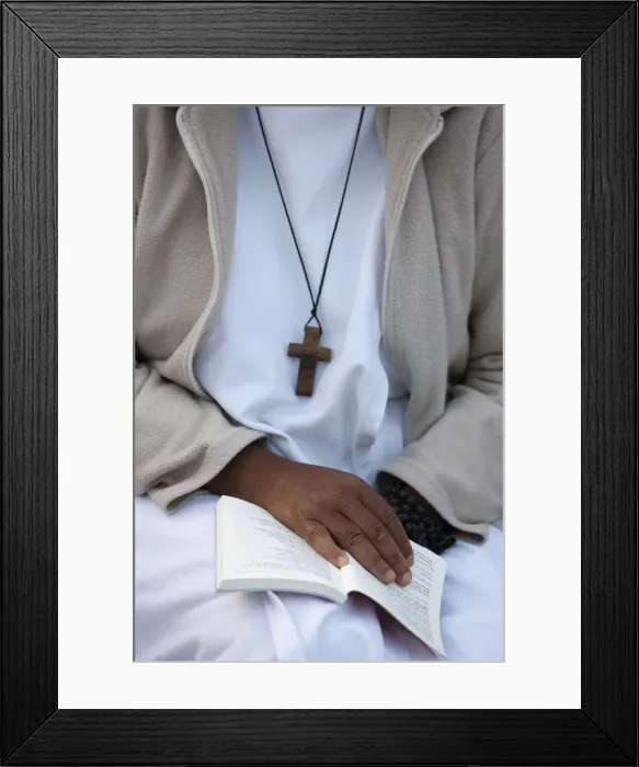 Framed Print : Catholic nun with prayer book, Paris, France, Europe Framed Print : Catholic nun with prayer book, Paris, France, Europe
