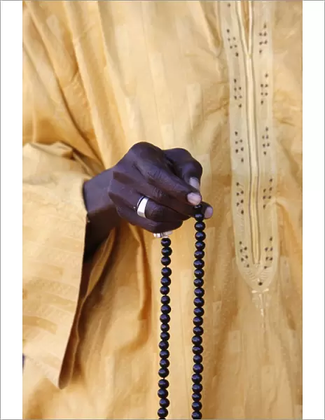 Muslim with prayer beads, Abene, Casamance, Senegal, West Africa, Africa