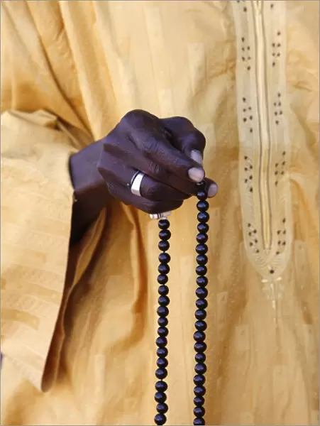 Muslim with prayer beads, Abene, Casamance, Senegal, West Africa, Africa