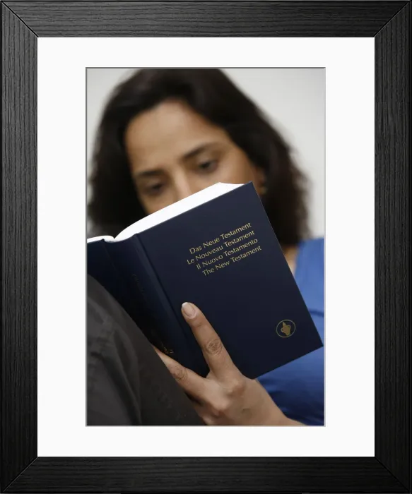 Framed Print : Woman reading a Bible, Jordan, Middle East Framed Print : Woman reading a Bible, Jordan, Middle East