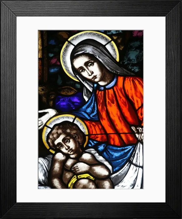 Framed Print : Stained glass window of Virgin and Child, St. Marys church, New York Framed Print : Stained glass window of Virgin and Child, St. Marys church, New York