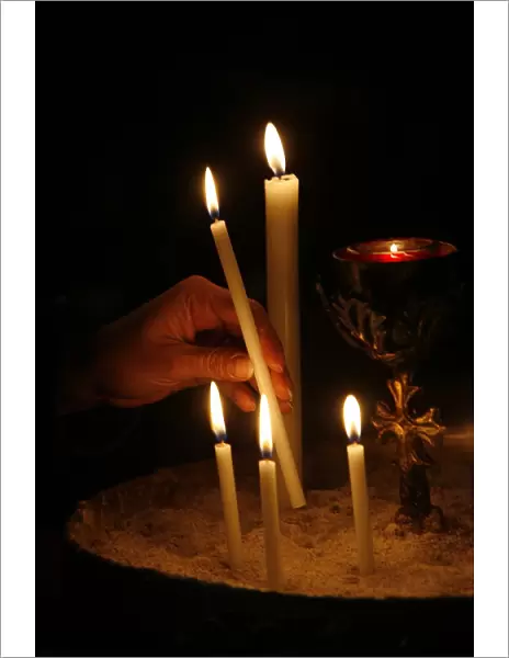 Candles in an Orthodox church, Vienna, Austria, Europe