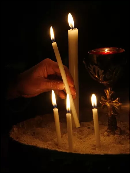 Candles in an Orthodox church, Vienna, Austria, Europe