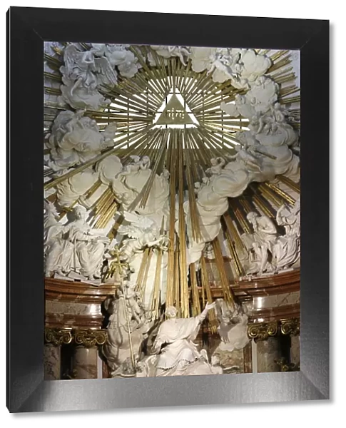 Karskirche main altar by Albert Camesina, St. Charles Borromee taken to heaven by angels