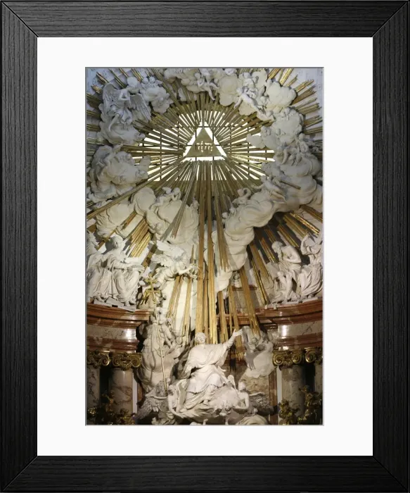 Framed Print : Karskirche main altar by Albert Camesina, St. Charles Borromee taken to heaven by angels Framed Print : Karskirche main altar by Albert Camesina, St. Charles Borromee taken to heaven by angels