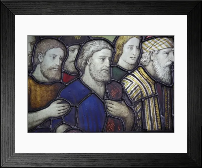Framed Print : Stained glass window of pilgrims, London, England, United Kingdom, Europe Framed Print : Stained glass window of pilgrims, London, England, United Kingdom, Europe