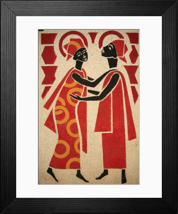 Framed Print : Fresco of the Visitation, designed and painted in 1963 by Dom Georges Saget Framed Print : Fresco of the Visitation, designed and painted in 1963 by Dom Georges Saget