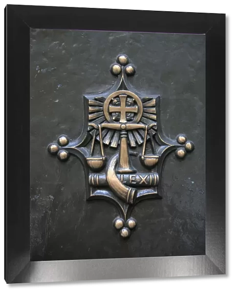 Front gate sculpture of Justice, St. Patricks Cathedral, New York