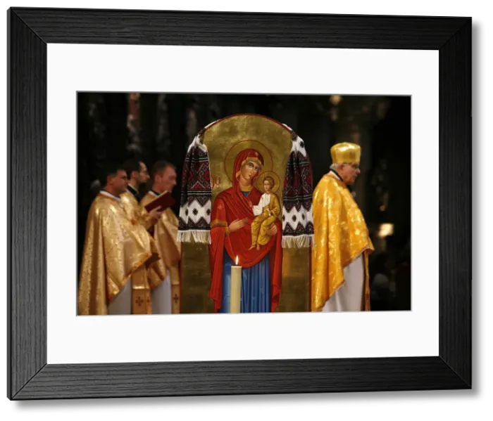 Framed Print : Melkite (Greek Catholic) liturgy in Paris cathedral, Paris, France, Europe Framed Print : Melkite (Greek Catholic) liturgy in Paris cathedral, Paris, France, Europe