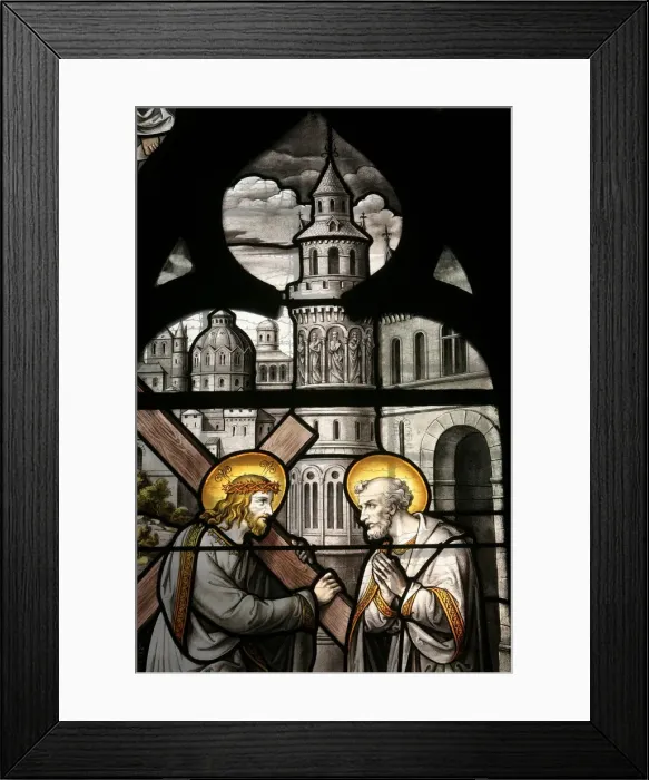Framed Print : Stained glass window depicting Jesus and St. Peter, Notre Dame de Beaune church, Beaune Framed Print : Stained glass window depicting Jesus and St. Peter, Notre Dame de Beaune church, Beaune