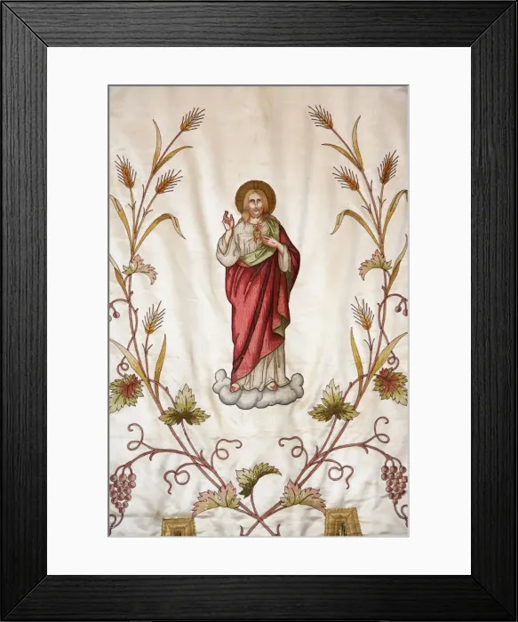 Framed Print : Banner depicting Jesus in Notre-Dame de Fresneau church, Marsanne, Drome, France, Europe Framed Print : Banner depicting Jesus in Notre-Dame de Fresneau church, Marsanne, Drome, France, Europe