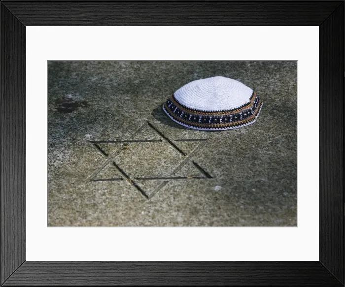 Framed Print : Star of David and kippa, Paris, France, Europe Framed Print : Star of David and kippa, Paris, France, Europe