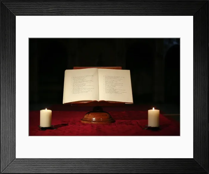 Framed Print : Bible and candles, Saint Pierre de Curtille, Savoie, France, Europe Framed Print : Bible and candles, Saint Pierre de Curtille, Savoie, France, Europe