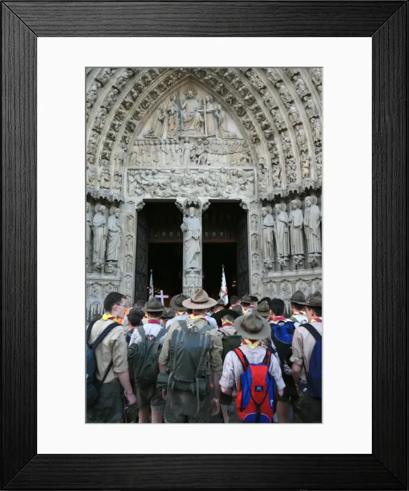 Framed Print : Traditionalist Catholic scouts rally on Pentecost (Whitsunday), Notre Dame cathedral Framed Print : Traditionalist Catholic scouts rally on Pentecost (Whitsunday), Notre Dame cathedral