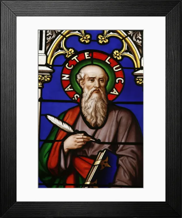 Framed Print : Stained glass window of St. Luke at Collegiale Notre-Dame des Marais Framed Print : Stained glass window of St. Luke at Collegiale Notre-Dame des Marais