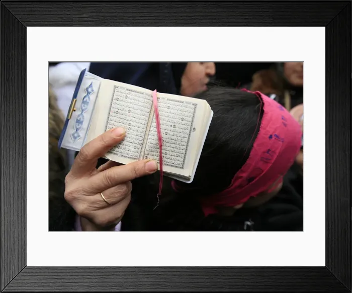 Framed Print : Koran being held during a Muslim demonstration, Paris, France, Europe Framed Print : Koran being held during a Muslim demonstration, Paris, France, Europe