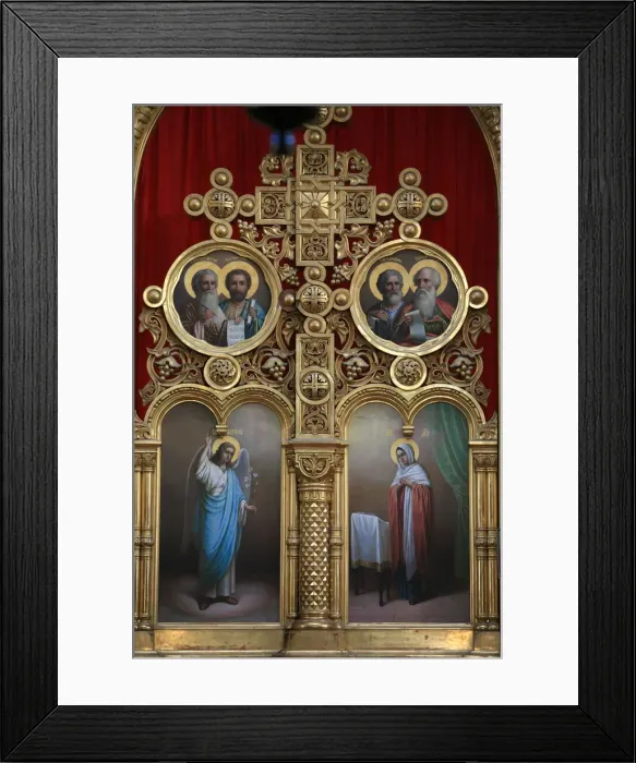 Framed Print : Iconostasis in Aghios Andreas monastery church on Mount Athos, Greece, Europe Framed Print : Iconostasis in Aghios Andreas monastery church on Mount Athos, Greece, Europe