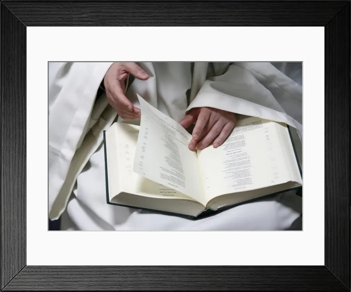 Framed Print : Monk reading the Bible, Evian, Haute Savoie, France, Europe Framed Print : Monk reading the Bible, Evian, Haute Savoie, France, Europe
