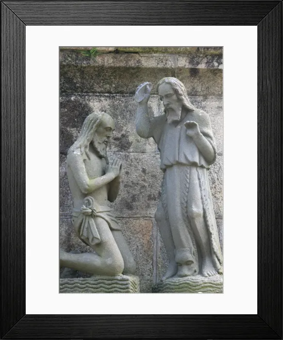 Framed Print : Baptism in the Life of Jesus on the Plougonven calvary, Plougonven, Finistere, Brittany Framed Print : Baptism in the Life of Jesus on the Plougonven calvary, Plougonven, Finistere, Brittany