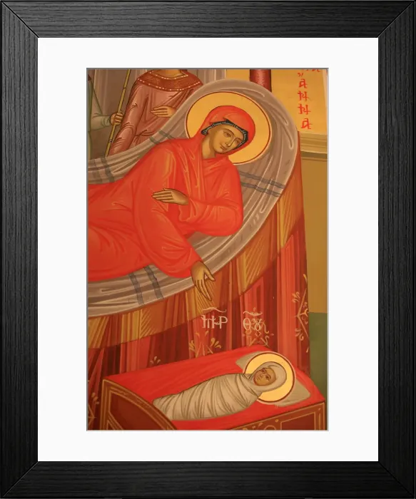 Framed Print : Greek Orthodox icon depicting Marys birth, Thessaloniki, Macedonia, Greece, Europe Framed Print : Greek Orthodox icon depicting Marys birth, Thessaloniki, Macedonia, Greece, Europe