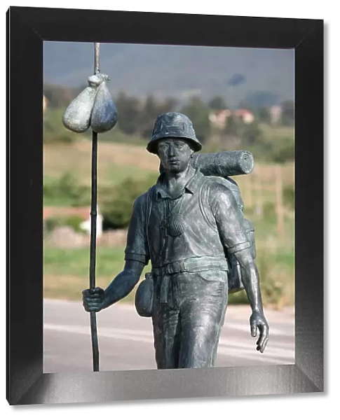 Statue of a pilgrim, Liebana, Cantabria, Spain, Europe