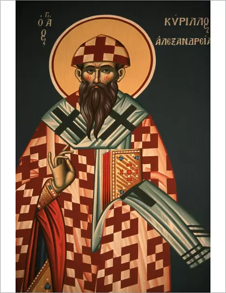 Greek Orthodox icon depicting St. Cyrile of Alexandria, Thessaloniki, Macedonia, Greece