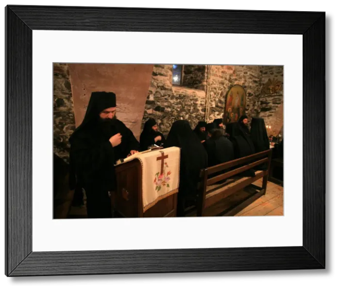Framed Print : Dining hall at Koutloumoussiou monastery, Mount Athos, Greece, Europe Framed Print : Dining hall at Koutloumoussiou monastery, Mount Athos, Greece, Europe