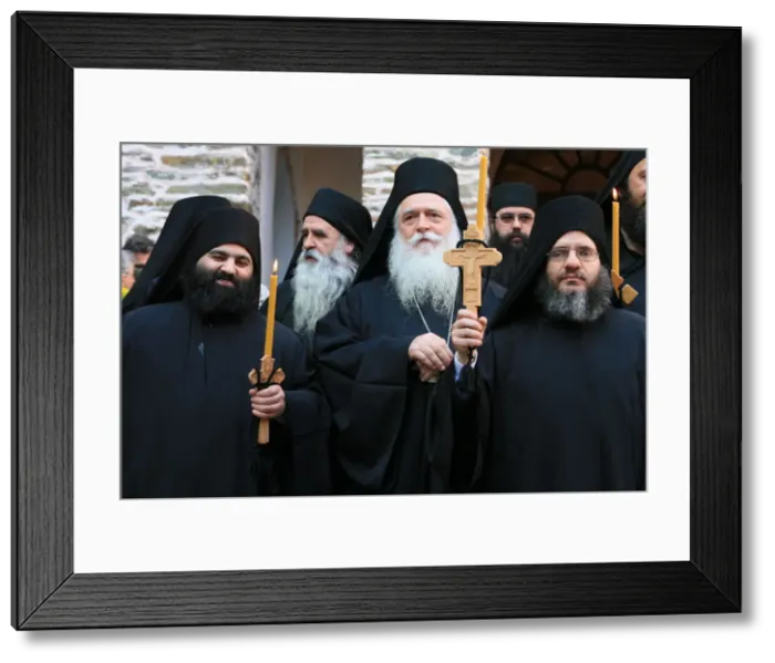 Framed Print : Monks at Koutloumoussiou monastery on Mount Athos, Greece, Europe Framed Print : Monks at Koutloumoussiou monastery on Mount Athos, Greece, Europe