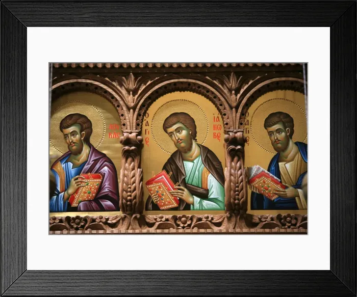 Framed Print : Icons on church iconostasis at Aghiou Pavlou monastery, UNESCO World Heritage Site Framed Print : Icons on church iconostasis at Aghiou Pavlou monastery, UNESCO World Heritage Site
