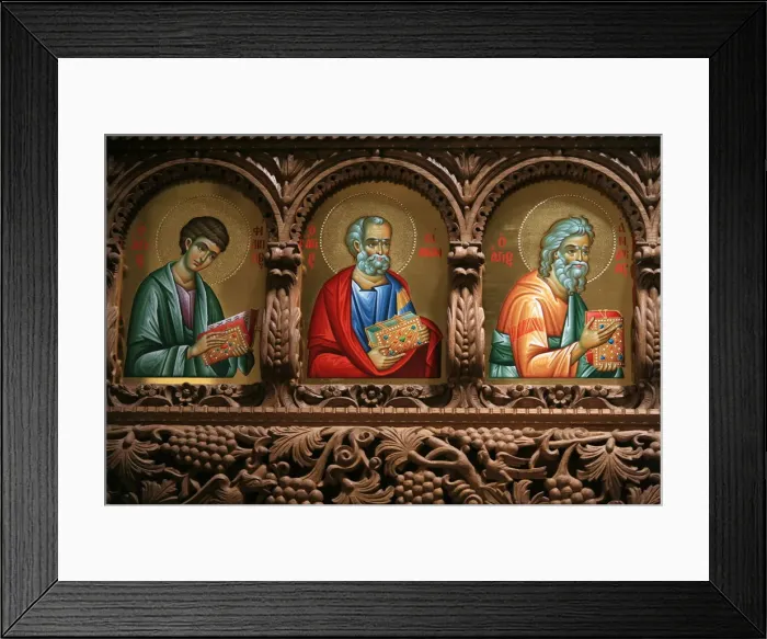 Framed Print : Icons on church iconostasis at Aghiou Pavlou Monastery on Mount Athos, Mount Athos Framed Print : Icons on church iconostasis at Aghiou Pavlou Monastery on Mount Athos, Mount Athos