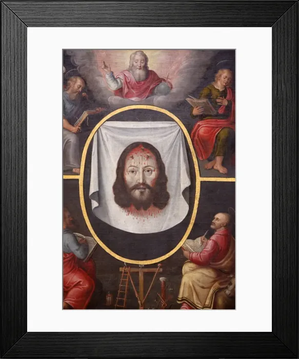Framed Print : Painting depicting Jesus, God and the four Evangelists in Notre Dame de la Treille Framed Print : Painting depicting Jesus, God and the four Evangelists in Notre Dame de la Treille
