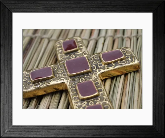 Framed Print : Crucifix inlaid with red stones, St. Gervais-les-Bains, Haute-Savoie, France, Europe Framed Print : Crucifix inlaid with red stones, St. Gervais-les-Bains, Haute-Savoie, France, Europe