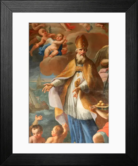 Framed Print : Life of St. Nicolas, Bishop of Myra, St. Nicolas de Veroce church, Haute Savoie, France Framed Print : Life of St. Nicolas, Bishop of Myra, St. Nicolas de Veroce church, Haute Savoie, France