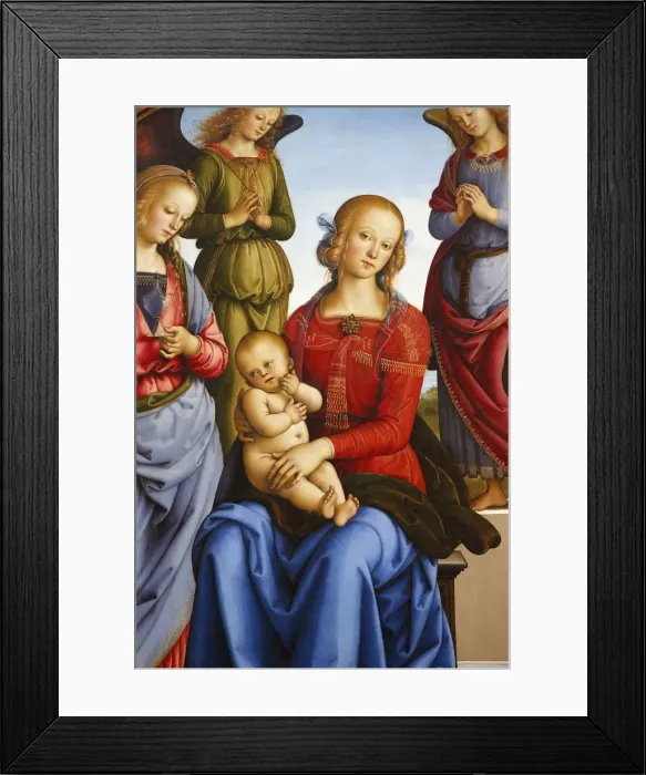 Framed Print : Virgin with Child flanked by two angels by Pietro Vannucci, painted 1490, Pais, France Framed Print : Virgin with Child flanked by two angels by Pietro Vannucci, painted 1490, Pais, France