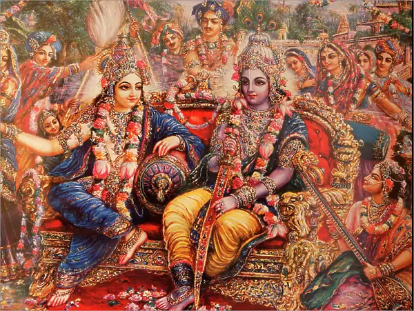 Picture of Radha and Krishna displayed in an ISKCON temple, Sarcelles, Seine St