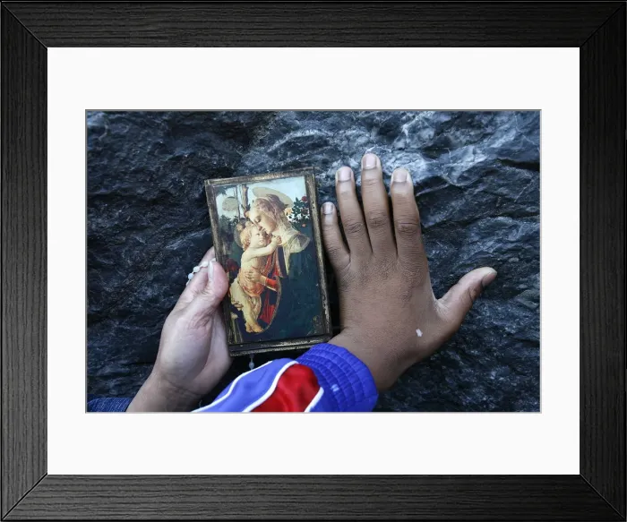 Framed Print : Pilgrims touching the Lourdes grotto, Lourdes, Hautes Pyrenees, France, Europe Framed Print : Pilgrims touching the Lourdes grotto, Lourdes, Hautes Pyrenees, France, Europe