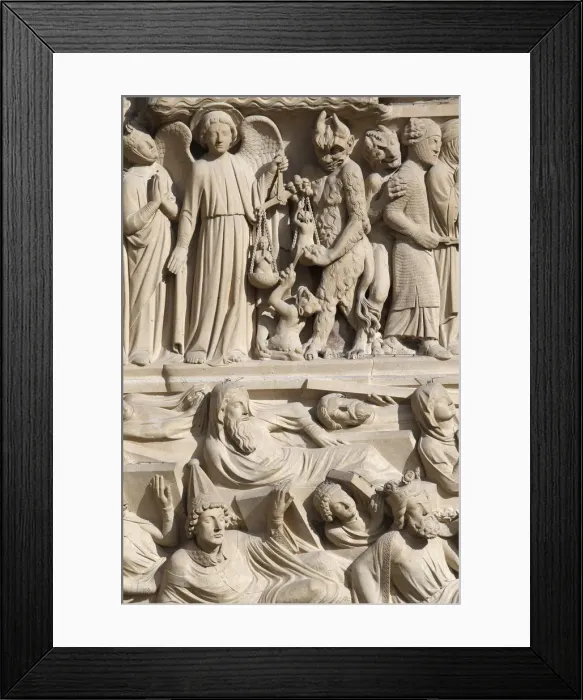 Framed Print : St. Michael weighing the souls and Resurrection of the Dead, Portal of the Last Judgement Framed Print : St. Michael weighing the souls and Resurrection of the Dead, Portal of the Last Judgement