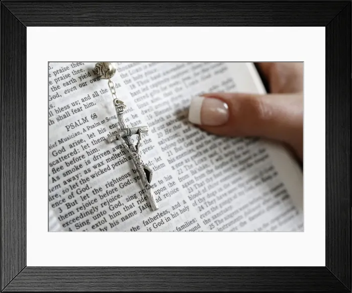 Framed Print : Reading Psalms in the Bible, Paris, France, Europe Framed Print : Reading Psalms in the Bible, Paris, France, Europe